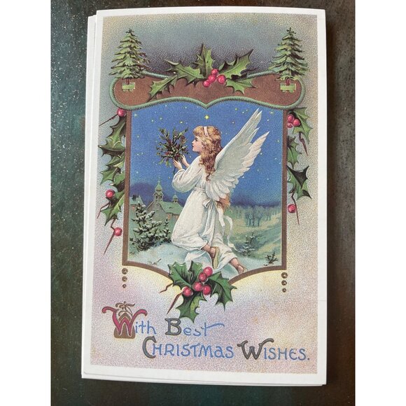 Vintage Victorian Christmas & New Year Postcards Set Girls Boys Santa Angels - Picture 5 of 11